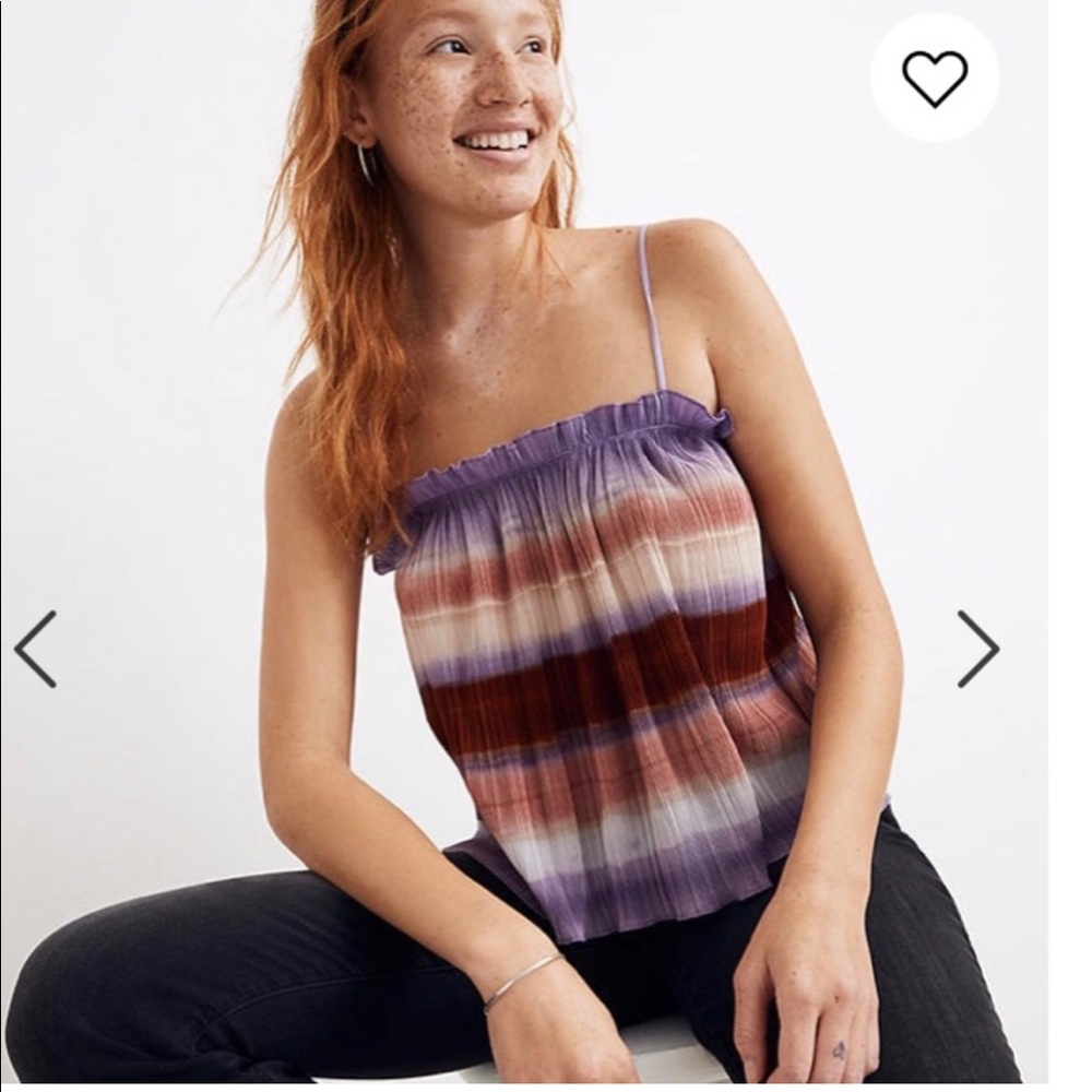 Madewell Micropleat Pleated Top Camisole XS watercolor stripe